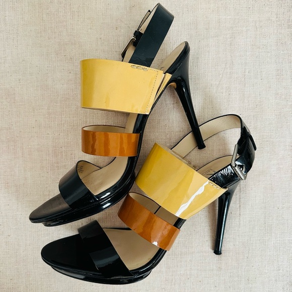 Michael Kors Patent Leather Lizzie High Heeled Sandals - Picture 4 of 8